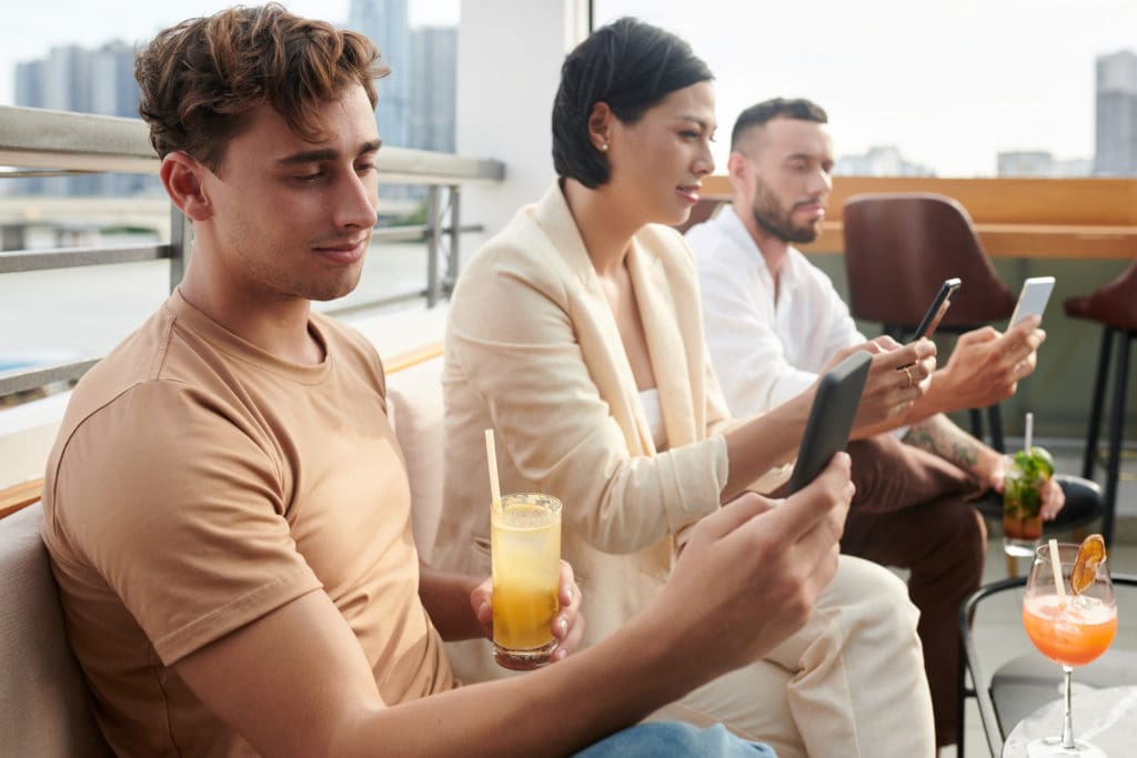 People on social media during the evolution of social media with KT Connections.